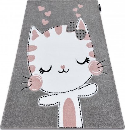 Dětský kusový koberec Petit Kitty cat grey