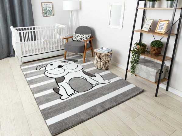 Dětský kusový koberec Petit Puppy grey