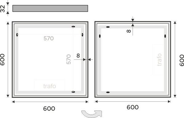 LED zrcadlo ZP13066 60x60 cm