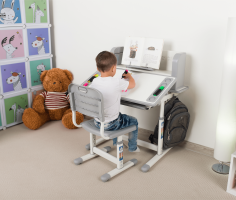 Rostoucí psací stůl a židle Creativ šedá/bílá