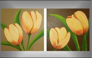 Vícedílné obrazy - Tulipány, 2x 40x40cm