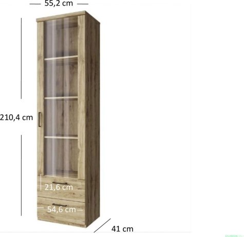 Vysoká vitrína DOORSET 1W2S